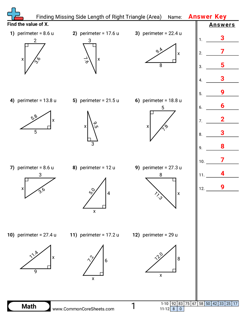Area & Perimeter Worksheets - finding-missing-side-length-of-right-triangle-area worksheet