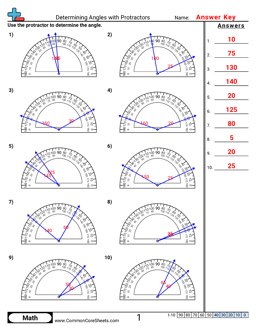 Angles Worksheets - determining-angles-with-protractors worksheet