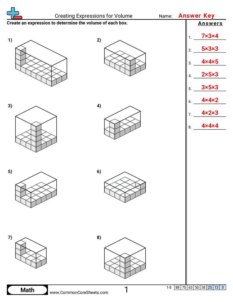 Volume Worksheets - creating-expressions-for-volume worksheet