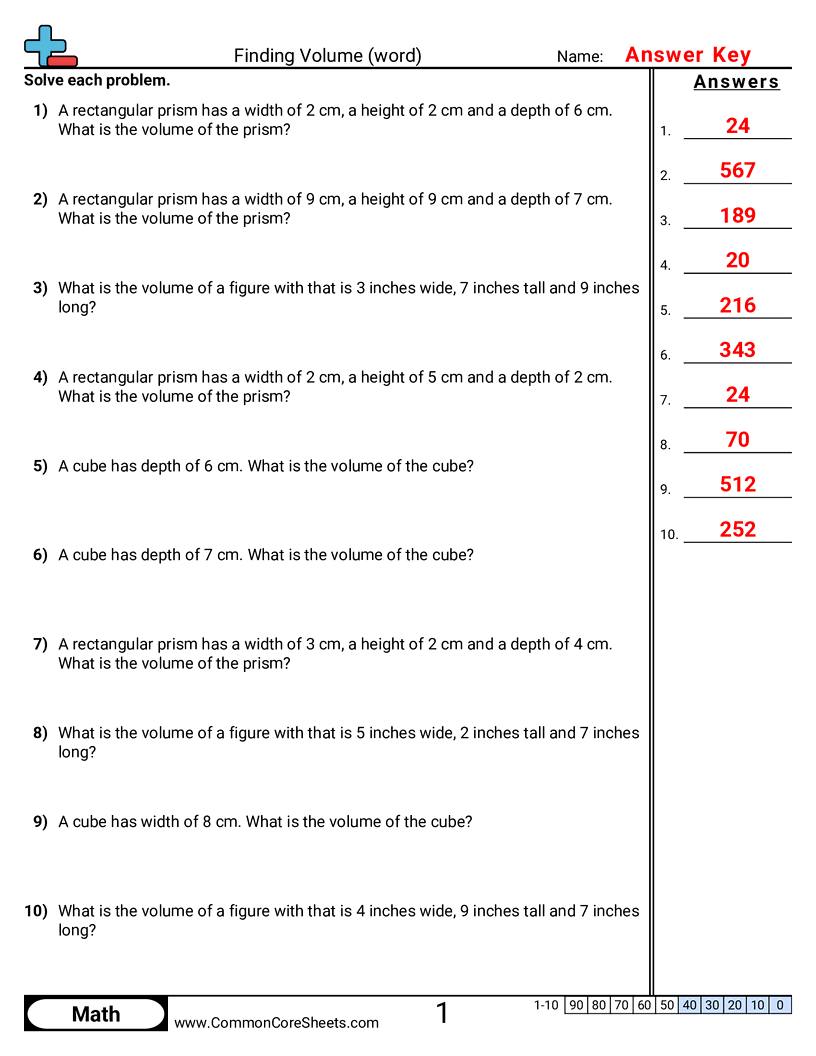 Volume Worksheets - finding-volume-word worksheet