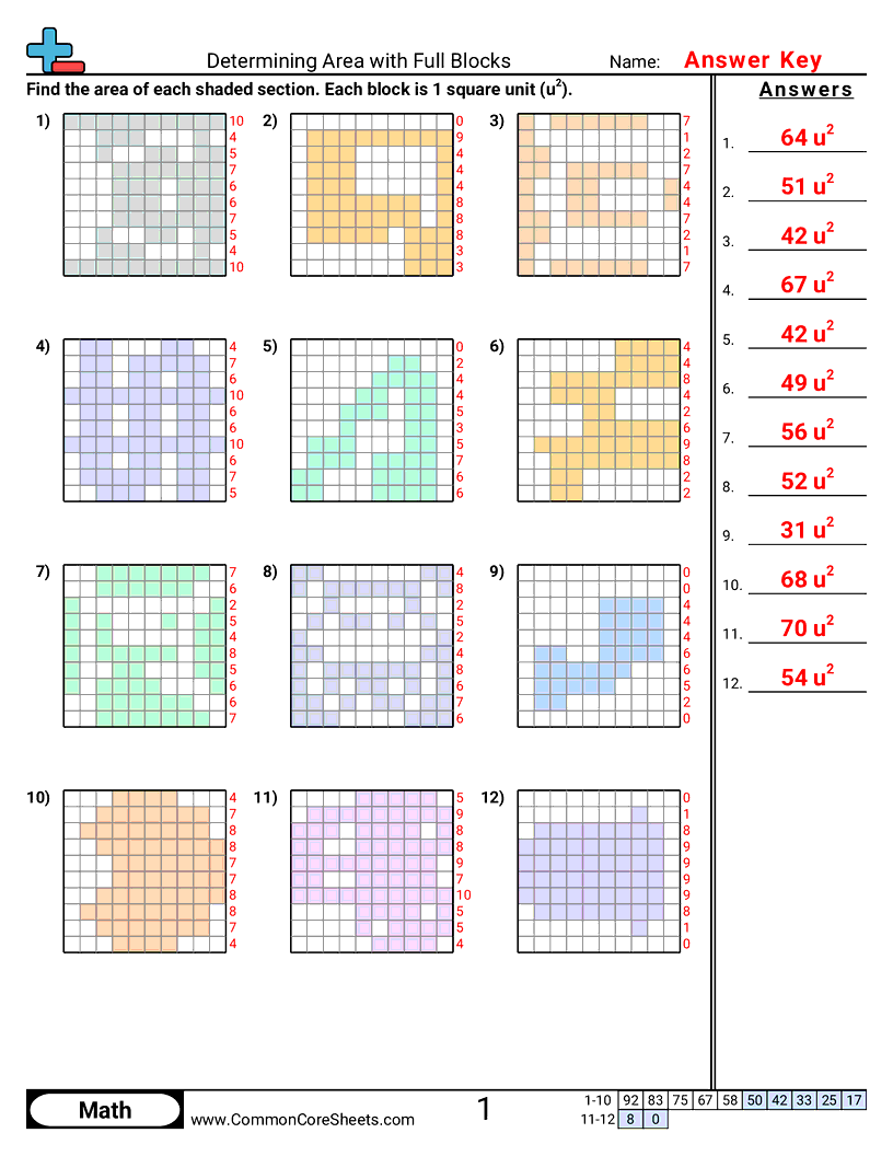 Area & Perimeter Worksheets - blocks-whole worksheet