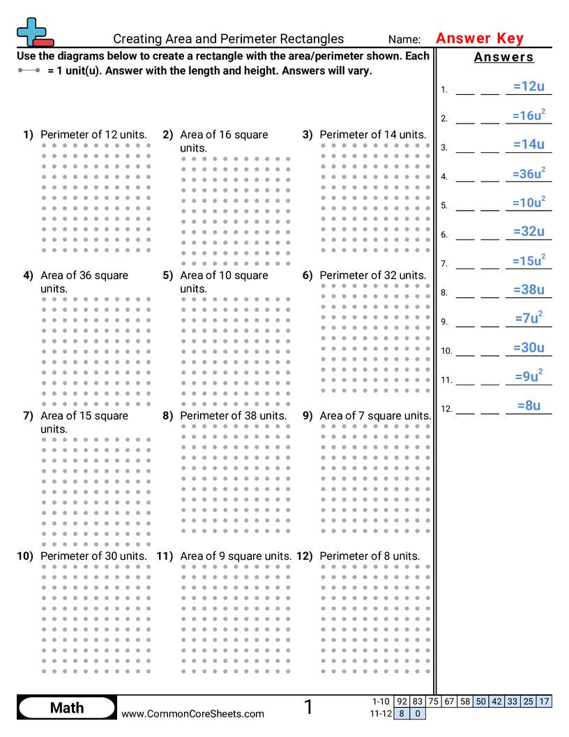 Area & Perimeter Worksheets - creating-area-and-perimeter-rectangles worksheet