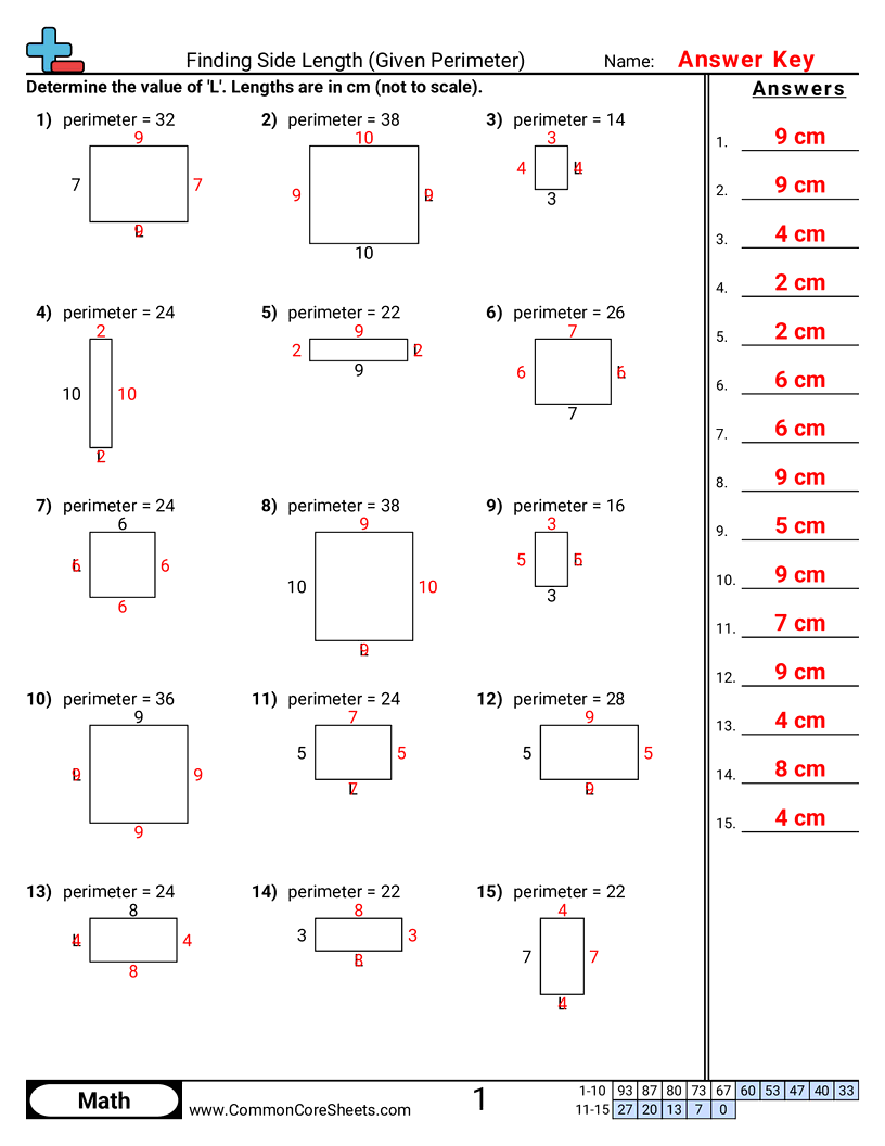 Area & Perimeter Worksheets - missing-side-perimeter-e worksheet