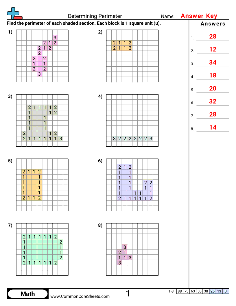 Area & Perimeter Worksheets - perimeter-blocks worksheet