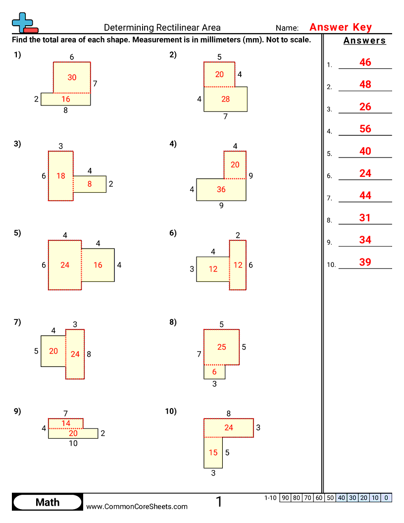 Area & Perimeter Worksheets - rectilinear-area worksheet