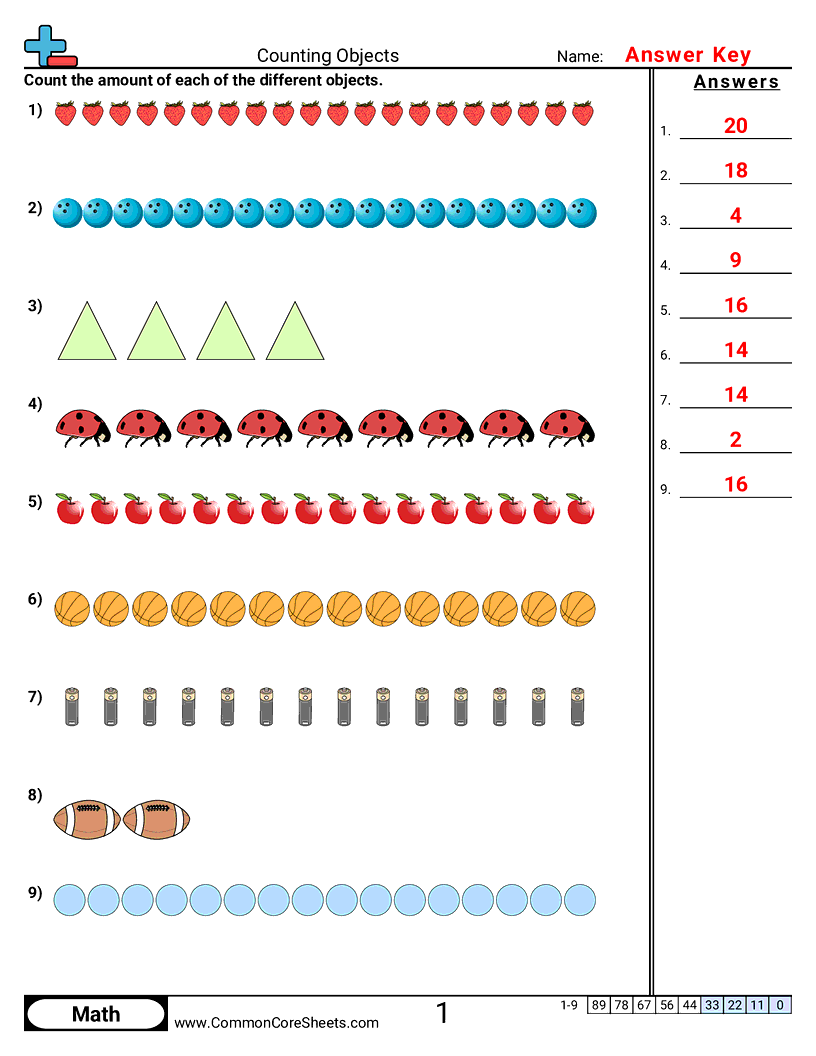 Counting Worksheets - counting-rows worksheet