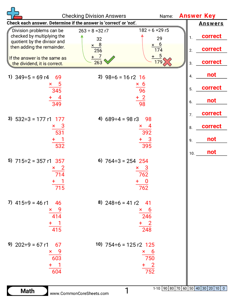 Division Worksheets - checking-division-answers worksheet
