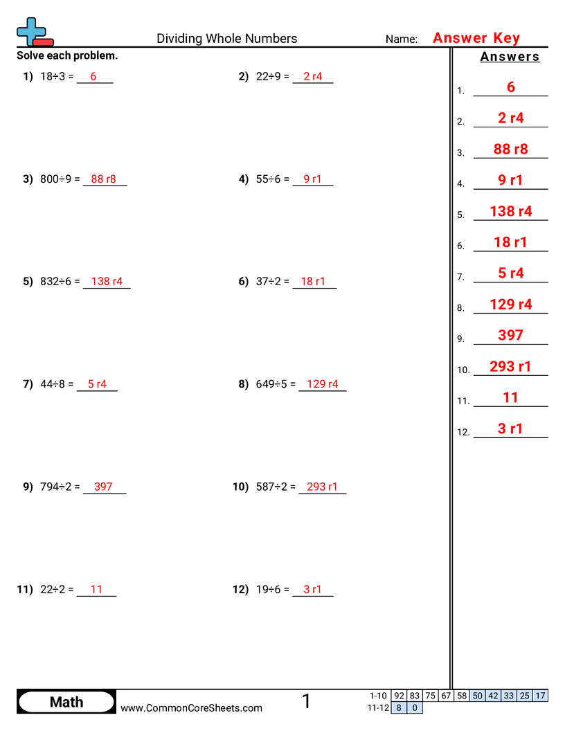 Division Worksheets - horizontal-division worksheet