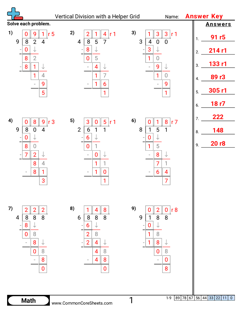 Division Worksheets - mixed-division worksheet