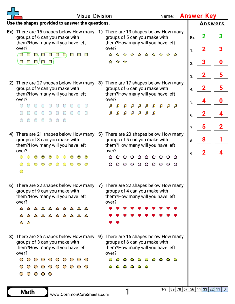 Division Worksheets - with-remainder worksheet
