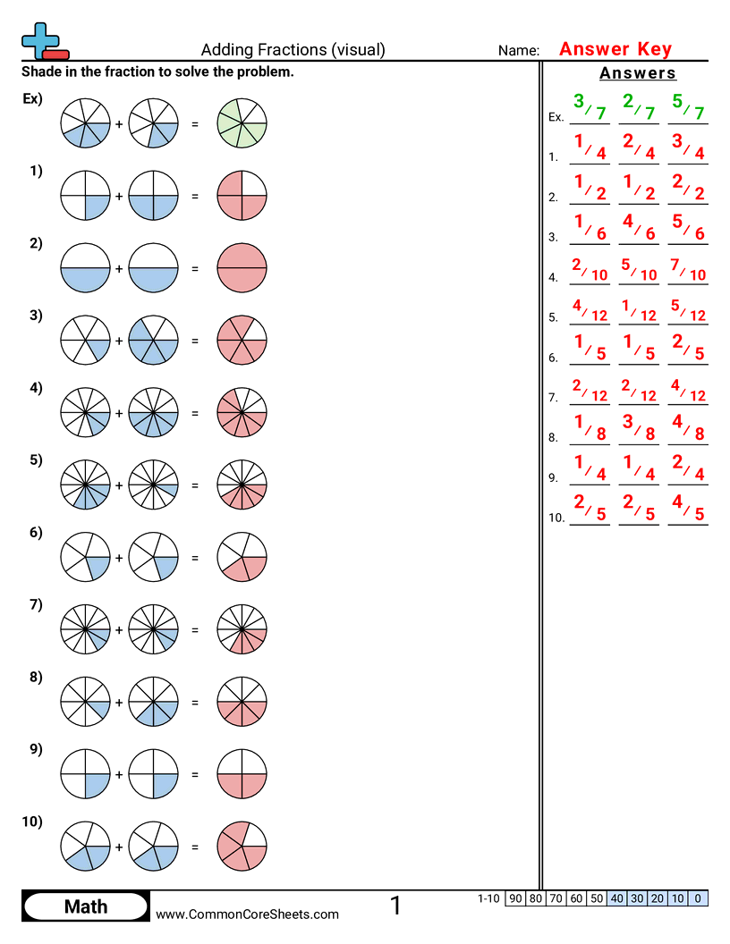 4nf3a Worksheets - adding-fractions-visual-combining worksheet