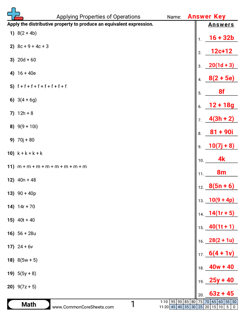6ee3 Worksheets - applying-properties-of-operations worksheet