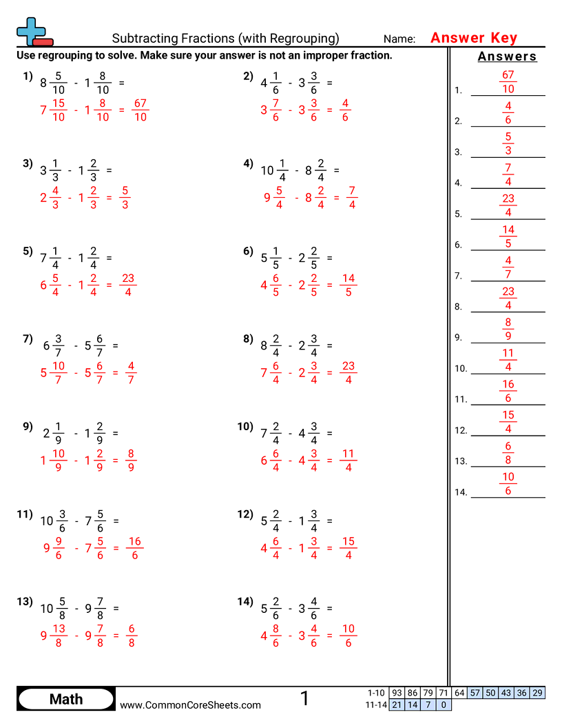 4nf3c Worksheets - subtracting-fractions-with-regrouping worksheet