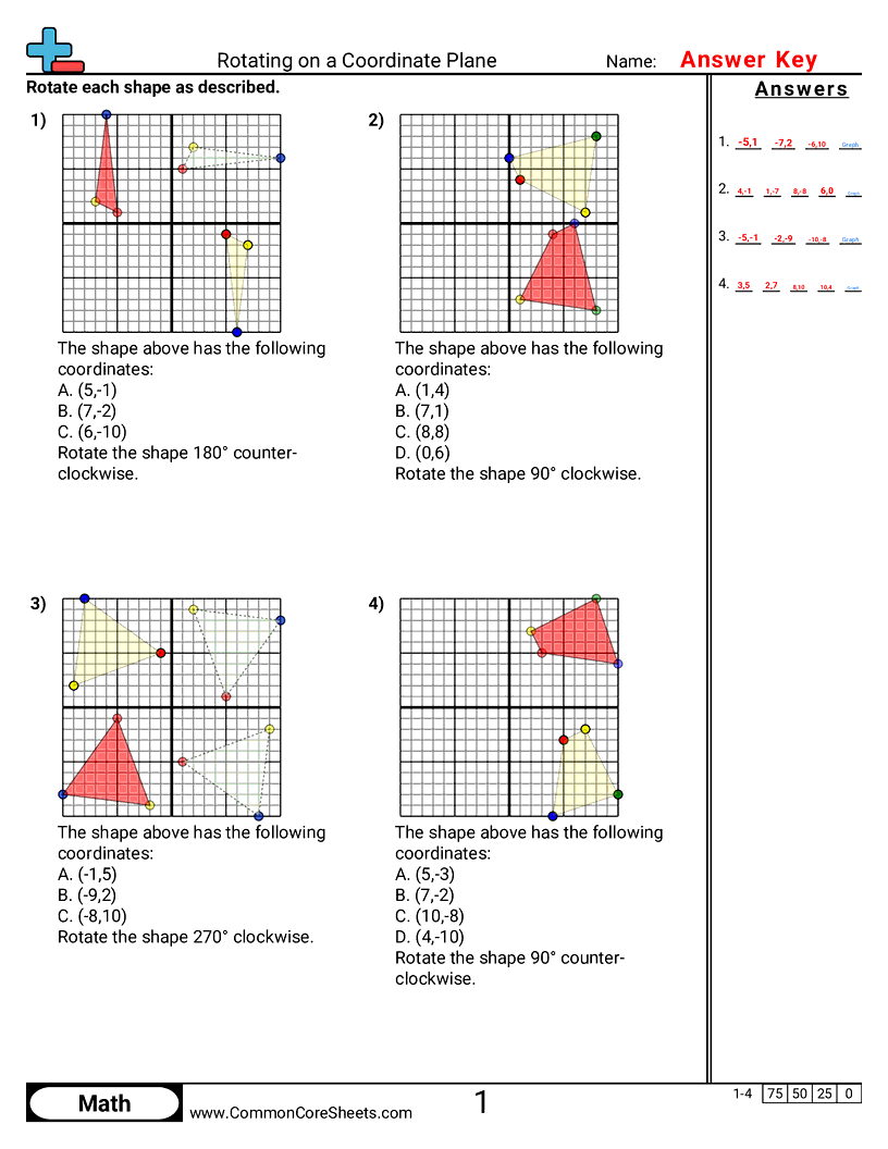 Grid Worksheets - rotating-on-coordinate-plane worksheet