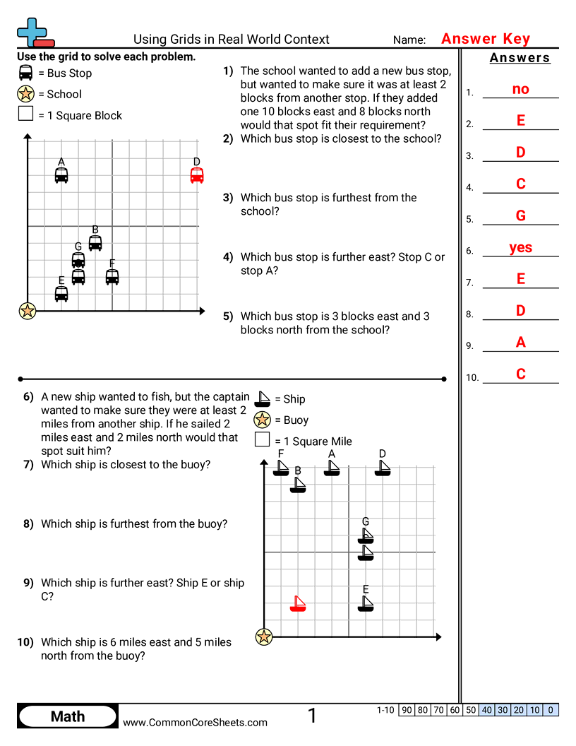 Grid Worksheets - using-grids-in-real-world-context worksheet