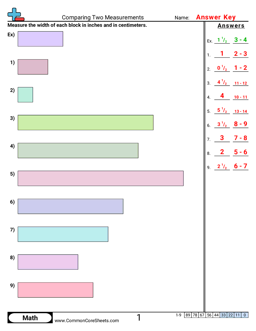 Measurement Worksheets - comparing-two-measurements-width worksheet