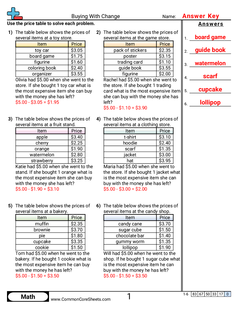 4md2 Worksheets - buying-with-change worksheet