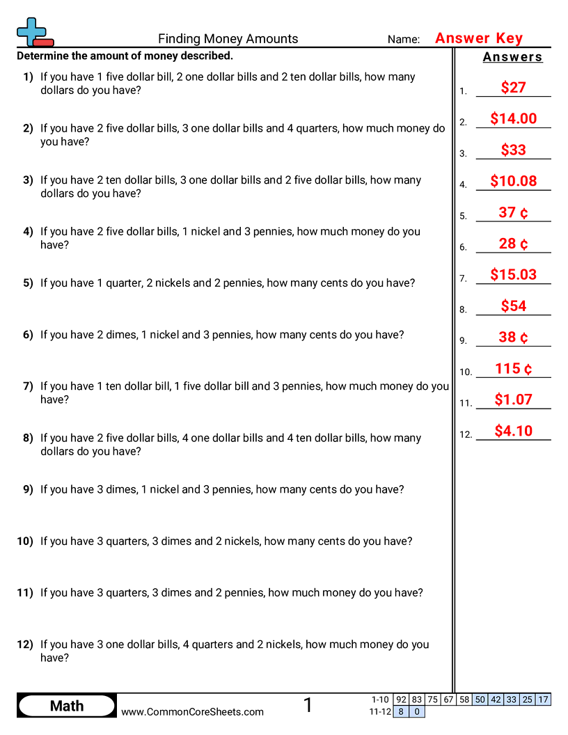 2md8 Worksheets - find-amounts-dollars-and-cents worksheet