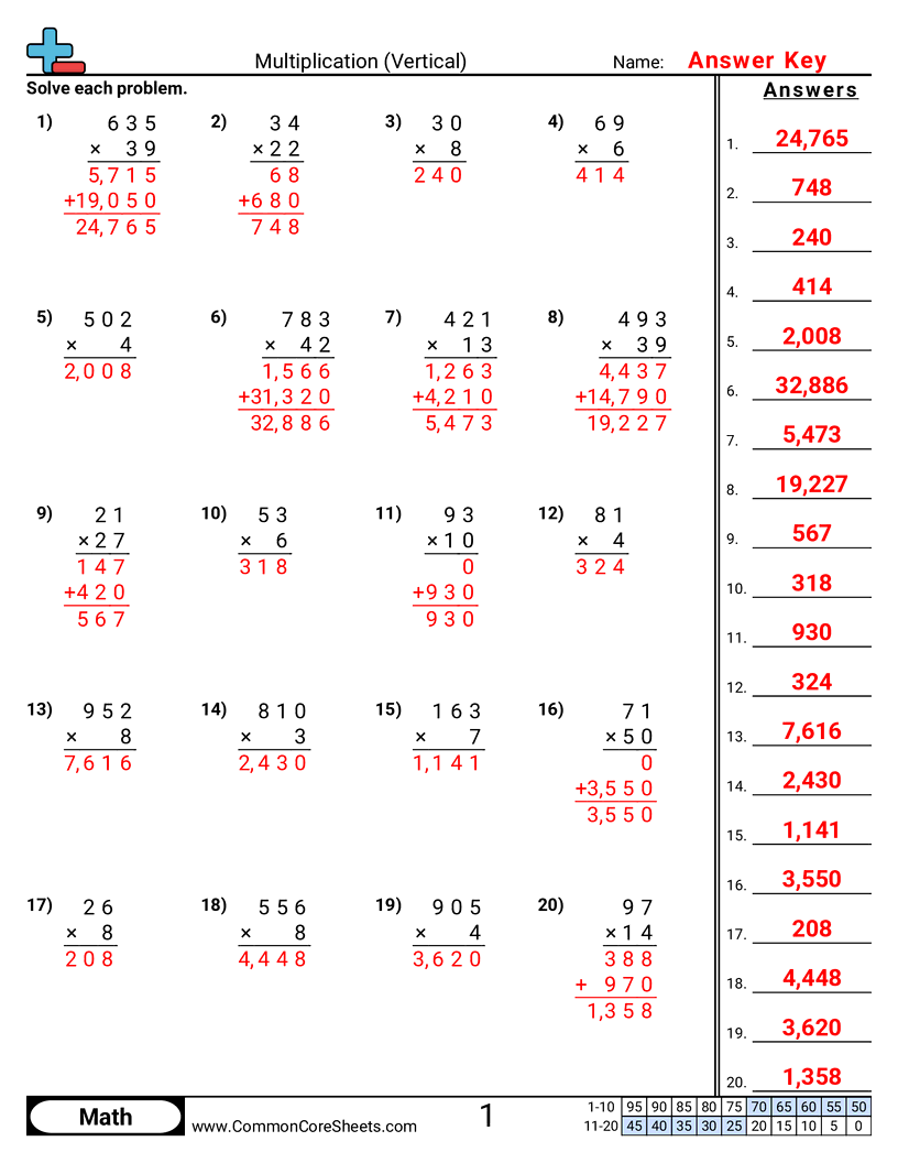 Multiplication Worksheets - vertical-2-digit-x-2-digit worksheet