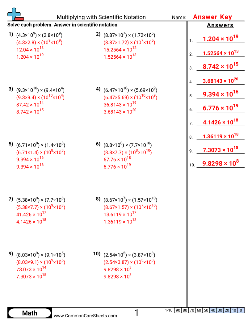 Algebra Worksheets - multiplying-with-scientific-notation worksheet