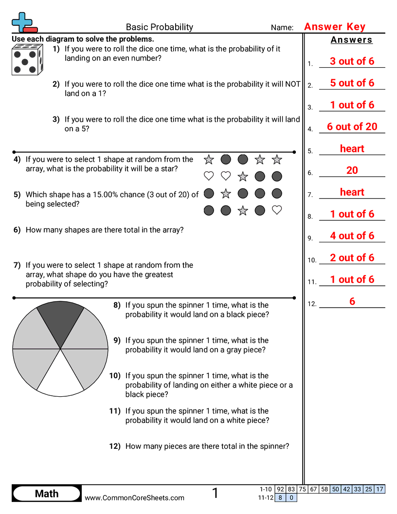Probability Worksheets - basic-probability worksheet