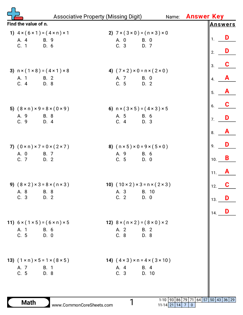 3oa5 Worksheets - completing-associative-property worksheet
