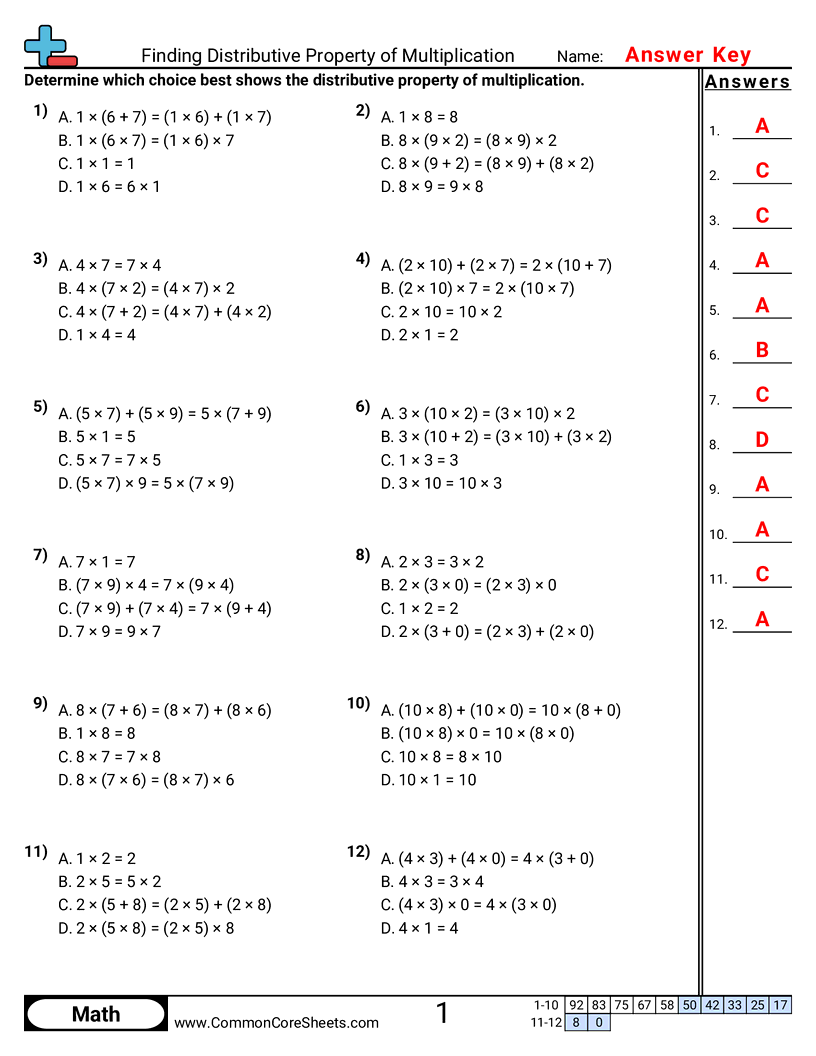 3oa5 Worksheets - distributive-property worksheet