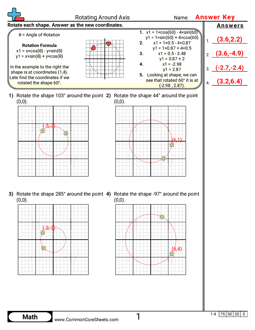 Algebra Worksheets - rotating-around-axis worksheet