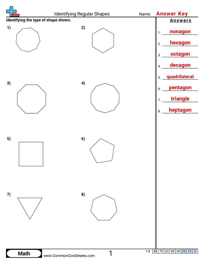 Shapes Worksheets - regular-shapes-3-4-5-6-7-8-9-10-sides worksheet