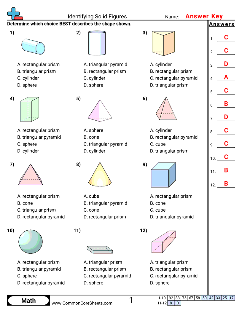 Shapes Worksheets - identifying-solid-shapes worksheet