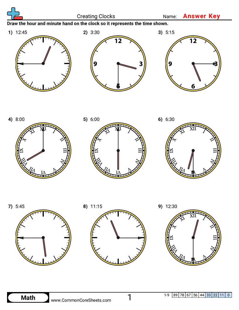 Time Worksheets - creating-clocks-15-minute-increments worksheet