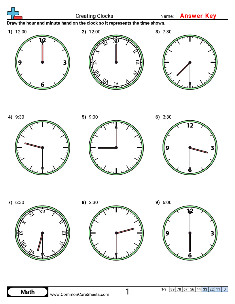 Time Worksheets - creating-clocks-half-hour-increments worksheet