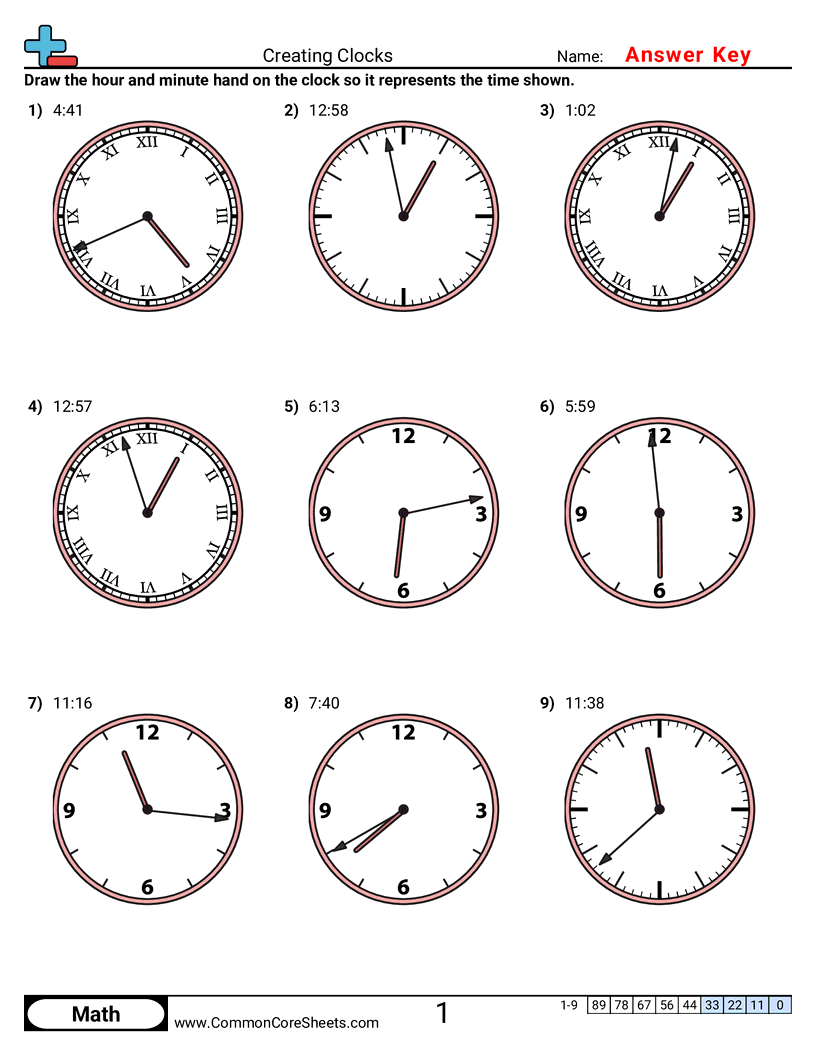 Time Worksheets - creating-clocks-1-minute-increments worksheet