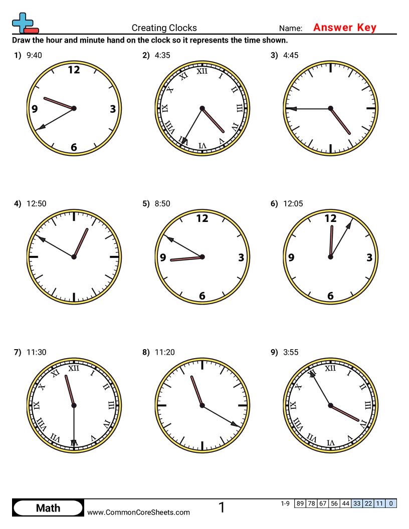 Time Worksheets - creating-clocks-5-minute-increments worksheet