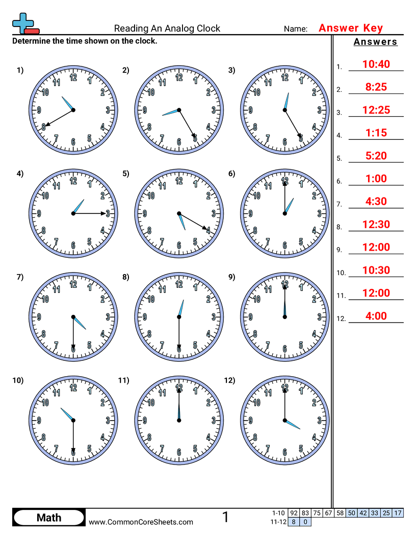 Time Worksheets - reading-a-clock-5-minute-increments worksheet
