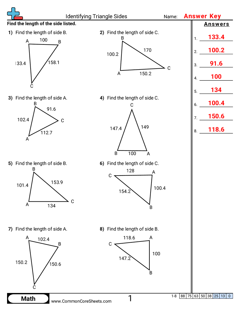 Trigonometry Worksheets - identifying-triangle-sides worksheet