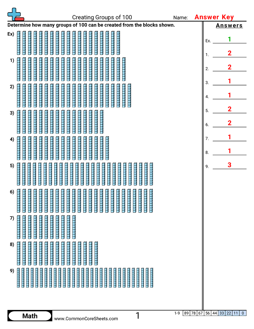 2nbt1a Worksheets - creating-groups-of-100 worksheet
