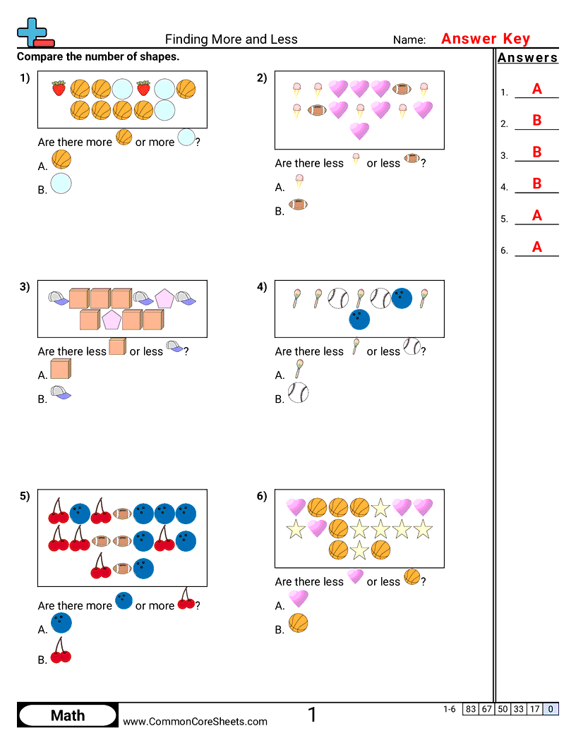 1md4 Worksheets - finding-more-and-less worksheet